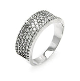 .925 Sterling Silver Rhodium Plated Clear Pave Set Cz Eternity Ring, <b>size: 5</b>