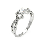 .925 Sterling Silver Rhodium Plated Clear Round Center Cz Overlap Ring, <b>size: 5</b>