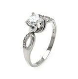 .925 Sterling Silver Rhodium Plated Clear Center Cz Twist Ring, <b>size: 5</b>