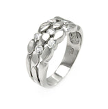 .925 Sterling Silver Rhodium Plated Clear Cz 3 Row Ring, <b>size: 5</b>