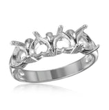 .925 Sterling Silver Rhodium Plated 4 Hearts Mounting Ring, <b>size: 5</b>