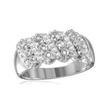 .925 Sterling Silver Rhodium Plated Multi Row Mounting Ring With Cz, <b>size: 5</b>