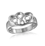 .925 Sterling Silver Rhodium Plated Double Open Heart Mounting Ring, <b>size: 5</b>