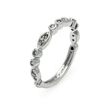 .925 Sterling Silver Rhodium Plated Clear Cz Marquise & Round Shaped Ring, <b>size: 5</b>