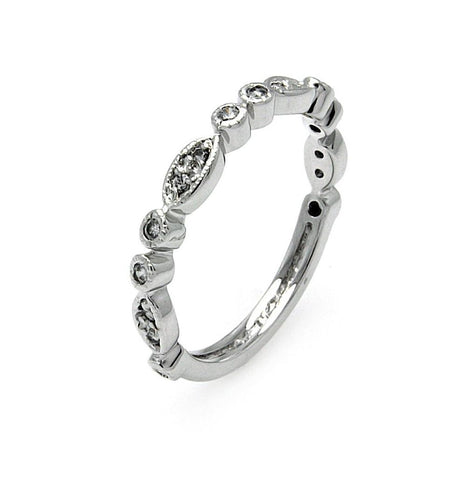 .925 Sterling Silver Rhodium Plated Clear Cz Marquise & Round Shaped Ring, <b>size: 5</b>