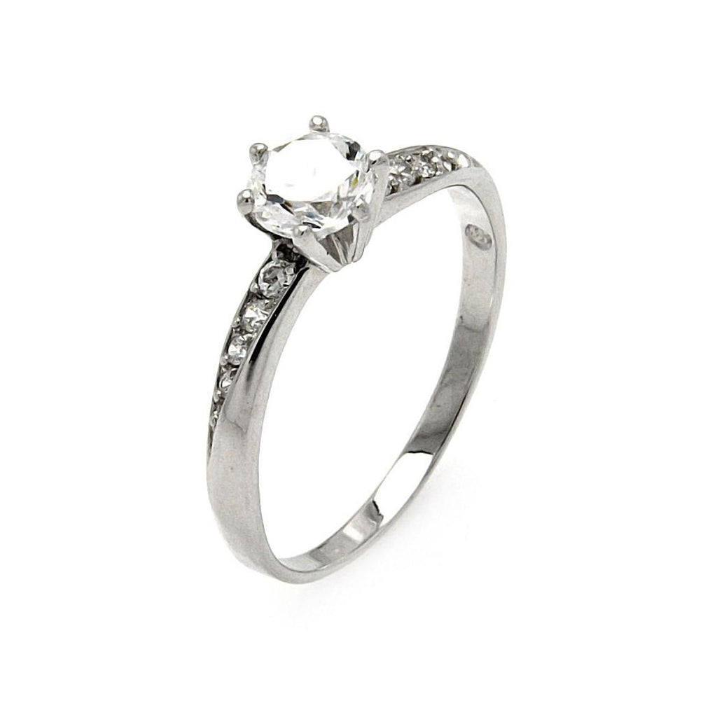 .925 Sterling Silver Rhodium Plated Clear Cz Bridal Ring, <b>size: 5</b>