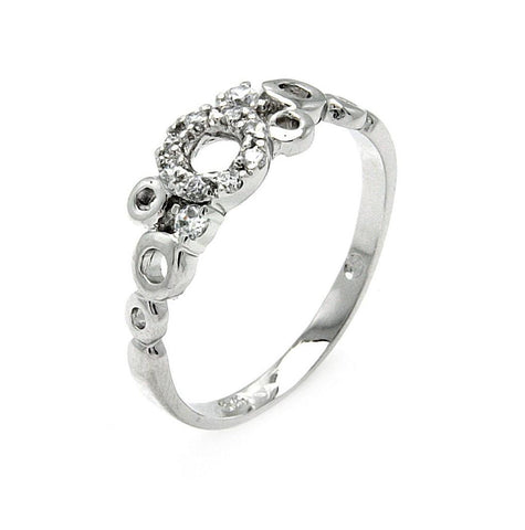 .925 Sterling Silver Rhodium Plated Clear Cz Open Bubbles Ring, <b>size: 5</b>