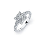 .925 Sterling Silver Rhodium Plated Clear Micro Pave Set Cz Square Bridal Ring, <b>size: 5</b>