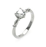 .925 Sterling Silver Rhodium Plated Heart Clear Cz Bridal Ring, <b>size: 5</b>