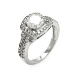 .925 Sterling Silver Rhodium Plated Circle Center Clear Cluster Cz Square Bridal Ring, <b>size: 5</b>