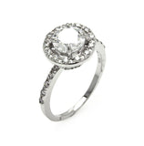 .925 Sterling Silver Rhodium Plated Clear Cluster Cz Round Bridal Ring, <b>size: 5</b>