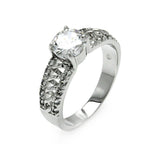 .925 Sterling Silver Rhodium Plated Clear Round Center Cz Spiral Bridal Ring, <b>size: 5</b>