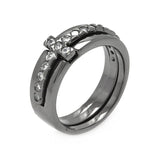 .925 Sterling Silver Black Rhodium Plated Clear Cz Cross Ring, <b>size: 5</b>