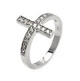 .925 Sterling Silver Rhodium Plated Clear Pave Set Cz Cross Ring Bgr00536, <b>size: 5</b>