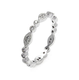 .925 Sterling Silver Rhodium Plated Clear Round & Marquise Cz Stackable Eternity Ring, <b>size: 5</b>