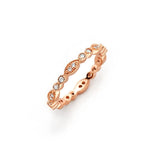 .925 Sterling Silver Rose Gold Plated Clear Round & Marquise Cz Stackable Eternity Ring, <b>size: 5</b>