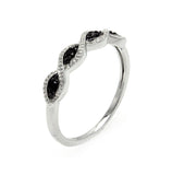 .925 Sterling Silver Rhodium & Black Rhodium Plated Clear & Black Cz Ring, <b>size: 5</b>