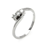 .925 Sterling Silver Rhodium Plated 3 Clear Cz Twist Ring, <b>size: 5</b>