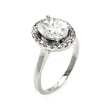 .925 Sterling Silver Rhodium Plated Clear Cluster Cz Round Bridal Ring, <b>size: 5</b>