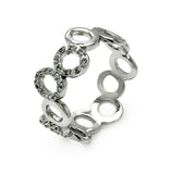 .925 Sterling Silver Rhodium Plated Clear Cz Open Bubble Eternity Ring, <b>size: 5</b>