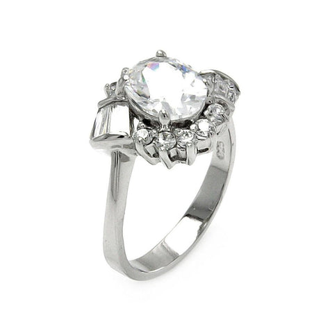 .925 Sterling Silver Rhodium Plated Multi Shaped Clear Cz Bridal Ring, <b>size: 5</b>