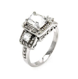 .925 Sterling Silver Rhodium Plated 3 Set Square Clear Cz Bridal Ring, <b>size: 5</b>