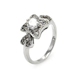 .925 Sterling Silver Rhodium Plated Square Clear Cz Bridal Ring, <b>size: 5</b>