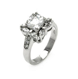 .925 Sterling Silver Rhodium Plated Clear Center Cz Square Bridal Ring, <b>size: 5</b>