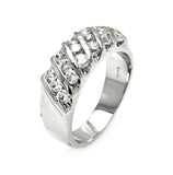 .925 Sterling Silver Rhodium Plated Clear Round Cz Stripe Ring, <b>size: 5</b>