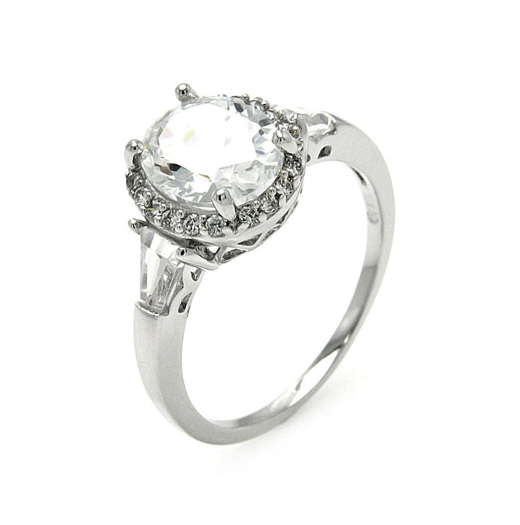 .925 Sterling Silver Rhodium Plated Clear Cluster Cz Round Bridal Ring, <b>size: 5</b>