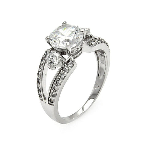 .925 Sterling Silver Rhodium Plated Clear Cz Open Round Bridal Ring, <b>size: 5</b>