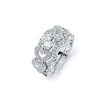 .925 Sterling Silver Rhodium Plated Round Clear Center Cz Heart Bridal Ring, <b>size: 5</b>