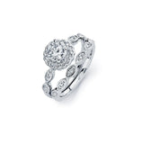 .925 Sterling Silver Rhodium Plated Clear Round Cluster Marquise Shaped Cz Bridal Engagement Ring Set, <b>size: 5</b>