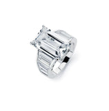 .925 Sterling Silver Rhodium Plated Clear Baguette Cz Rectangular Bridal Ring, <b>size: 5</b>