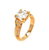 .925 Sterling Silver Gold Plated Clear Princess Cut Cz Ring, <b>size: 5</b>