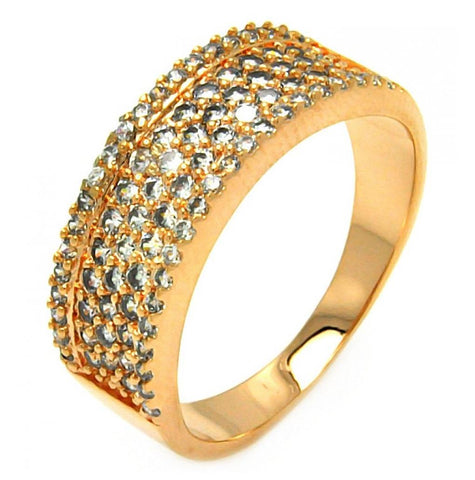 .925 Sterling Silver Rose Gold Plated Micro Pave Cz Ring, <b>size: 5</b>