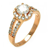 .925 Sterling Silver Rose Gold Plated Clear Cluster Cz Ring, <b>size: 5</b>