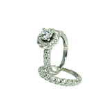 .925 Sterling Silver Rhodium Plated Micro Pave Set Clear Square Center Cz Flower Engagement Ring Set, <b>size: 5</b>