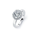 .925 Sterling Silver Rhodium Plated Clear Round Center Cluster Cz Bridal Ring, <b>size: 5</b>