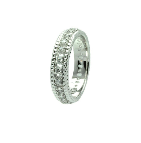 .925 Sterling Silver Rhodium Plated Channel Set Clear Cz Eternity Ring, <b>size: 5</b>