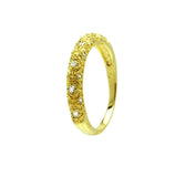 .925 Sterling Silver Gold Plated Clear Cz Gilded Ring, <b>size: 5</b>