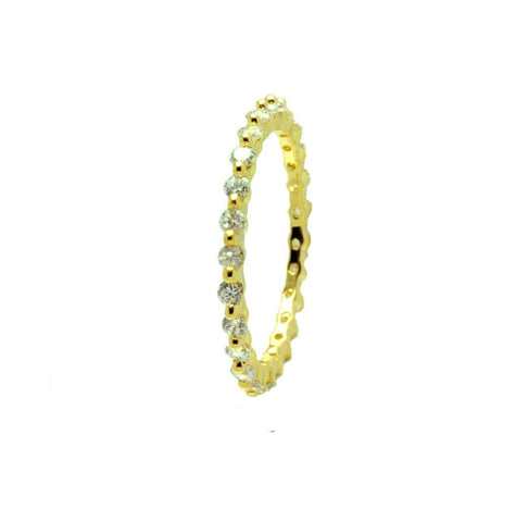 .925 Sterling Silver Gold Plated Clear Cz Stackable Eternity Ring, <b>size: 5</b>