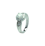 .925 Sterling Silver Rhodium Plated Clear Center & Cluster Cz Flower Ring, <b>size: 5</b>