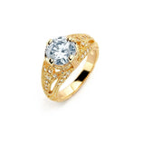 .925 Sterling Silver Gold Plated Clear Center Cz Bridal Ring, <b>size: 5</b>