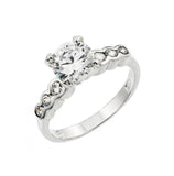 .925 Sterling Silver Rhodium Plated Clear Round Center Cz Bridal Ring, <b>size: 5</b>