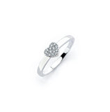 .925 Sterling Silver Rhodium Plated Clear Micro Pave Set Cz Heart Ring, <b>size: 5</b>