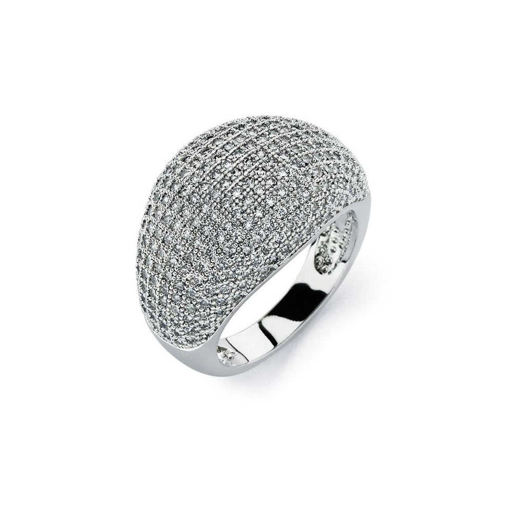 .925 Sterling Silver Rhodium Plated Clear Micro Pave Set Cz Cigar Band Ring, <b>size: 5</b>