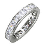 .925 Sterling Silver Rhodium Plated Clear Baguette Cz Eternity Ring, <b>size: 5</b>