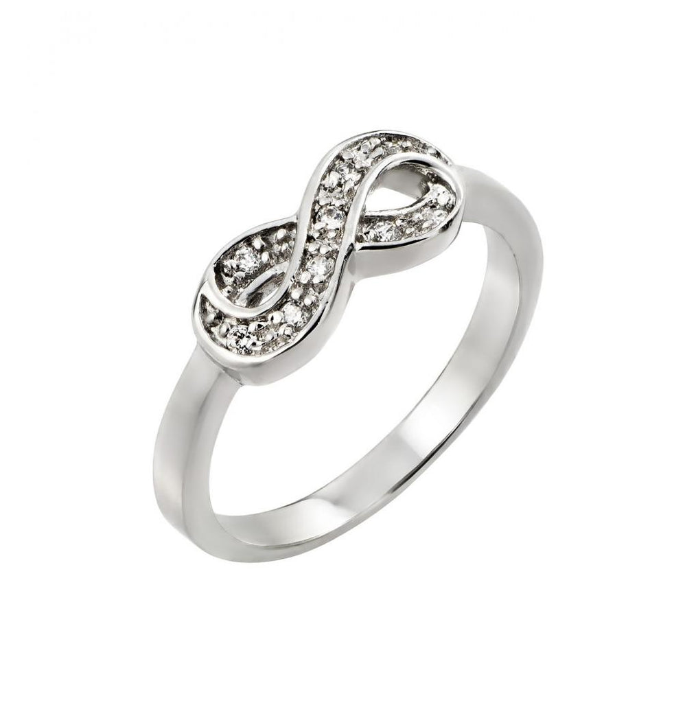 .925 Sterling Silver Rhodium Plated Clear Cz Mini Infinity Ring, <b>size: 5</b>