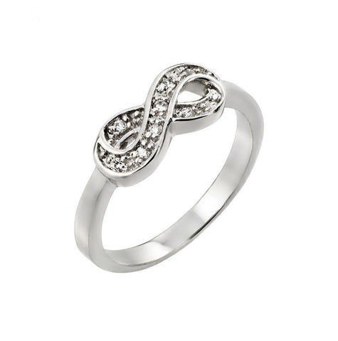 .925 Sterling Silver Rhodium Plated Clear Cz Mini Infinity Ring, <b>size: 5</b>